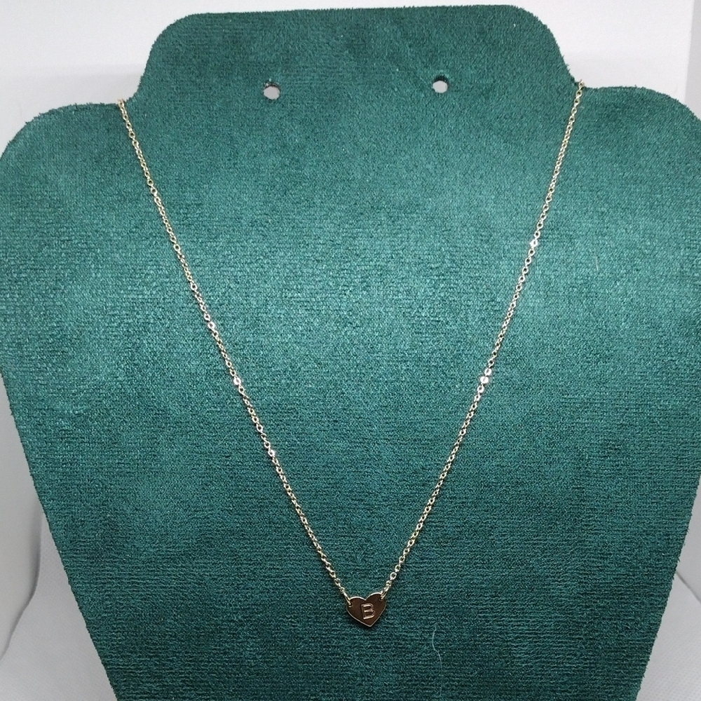 Fissen Gold Plated Heart Initial B Necklace Dainty Minimalist NWT - Picture 4 of 6